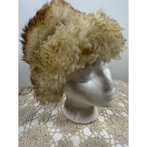 Vintage Shearling Lambswool Fur Hat 60’s Ski Bunny Russian Style Winter
